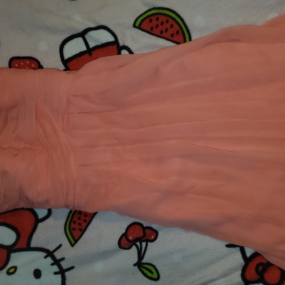 David's Bridal Coral Strapless Ruched Dress